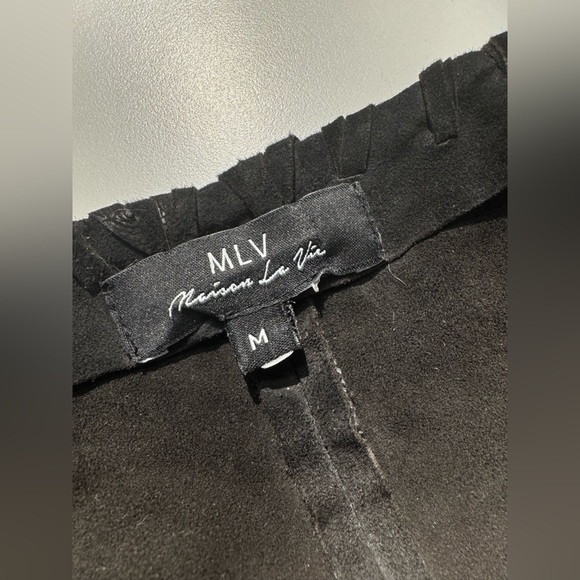 MLV Mayren Lee VirayxRevolve 100%Goat Suede genuine leather Black Dress - Size M - Picture 9 of 9